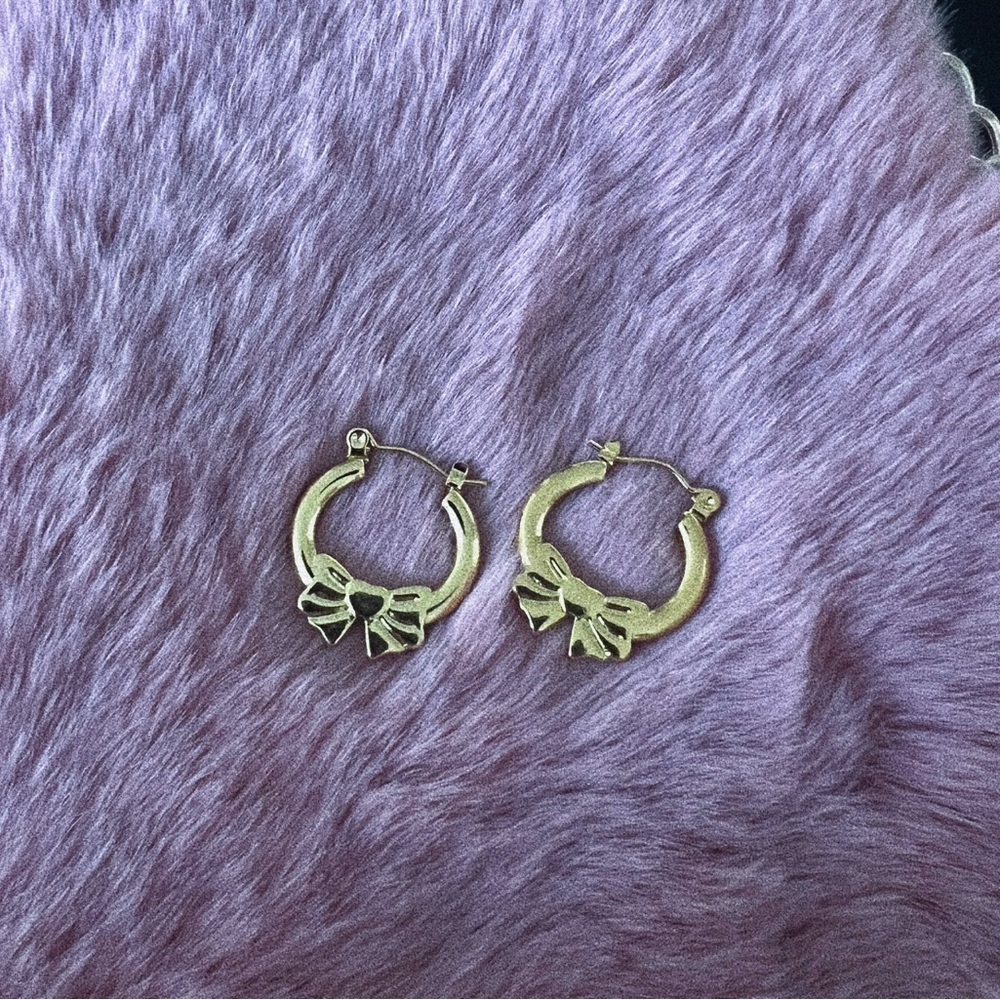 Gold Bow Hoops 🎀✨ - Picture 3 of 4